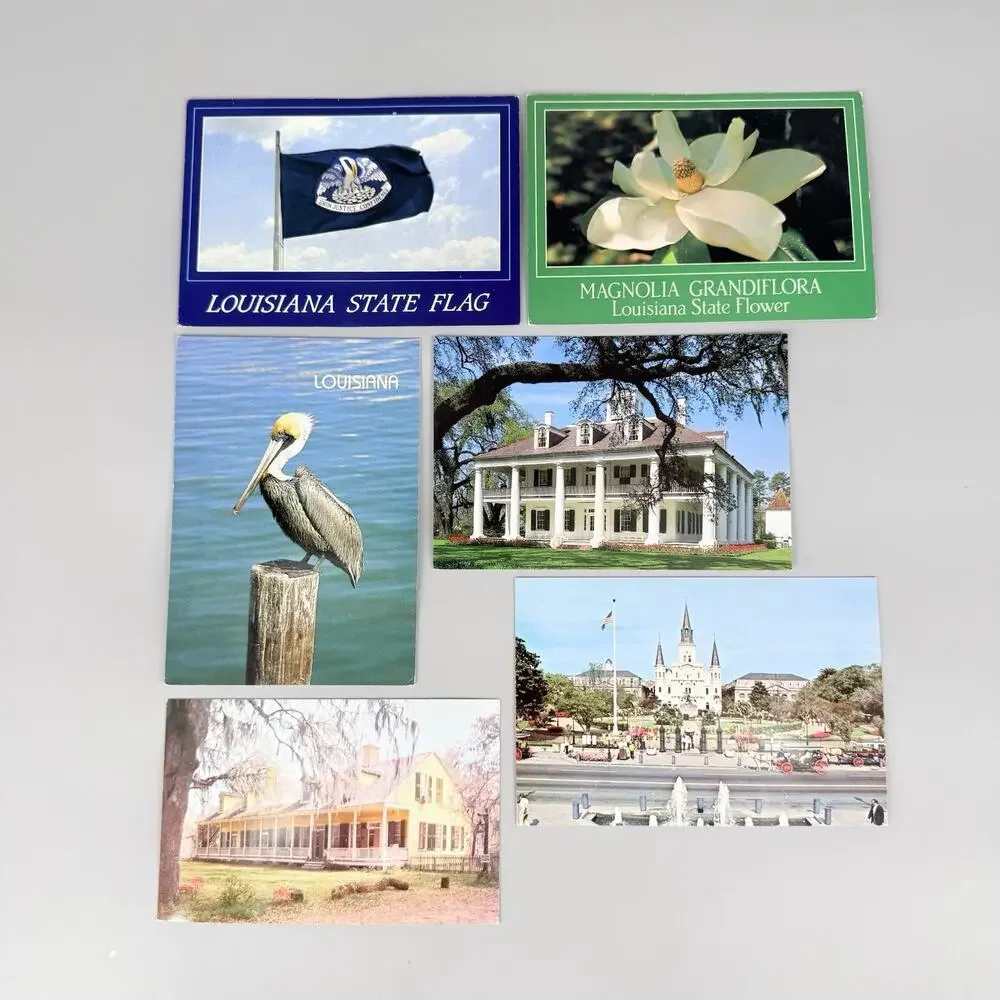 6 Unused Blank Louisiana Vintage Postcards Lot 1 Jackson Square Pelican Cottage